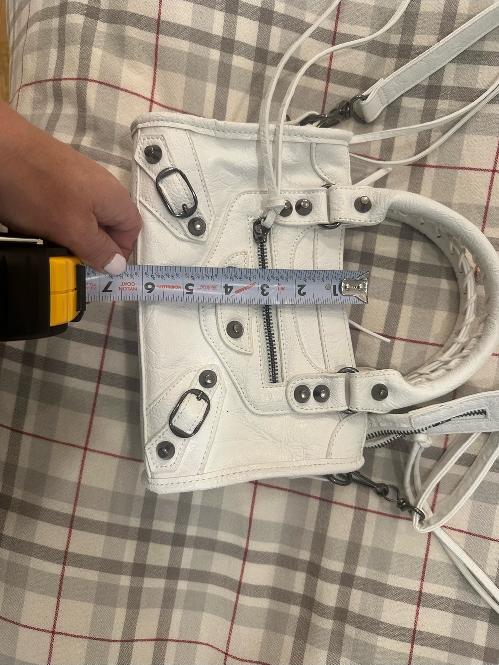 White Leather Top-Handle Mini Bag - Picture 16 of 16